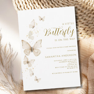 Little Butterfly Ivory Gender Neutral Baby Shower Invitation