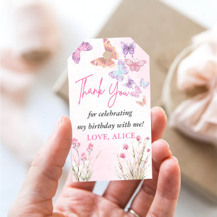 Little Butterfly Meadow Wildflowers Birthday Party Gift Tags