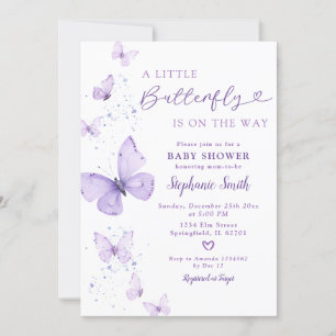 Little Butterfly On The Way Lilac Baby Shower Invitation
