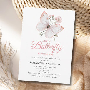 Little Butterfly Pink Girl Baby Shower Invitation