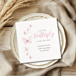Little Butterfly Pink Girl Baby Shower Napkin