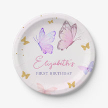 Little Butterfly Pink Purple Gold Girl Birthday