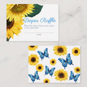 Little Butterfly Sunflowers Diaper Raffle Shower Enclosure Card
