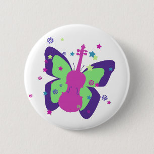 Little Butterfly Violin Kid 6 Cm Round Badge