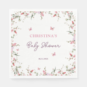 Little Butterfly Watercolor Baby Shower Napkin