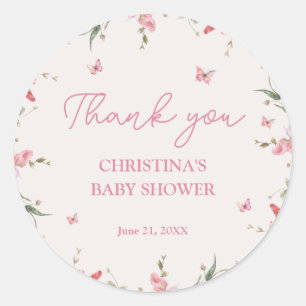 Little Butterfly Watercolor Baby Shower Thank You Classic Round Sticker