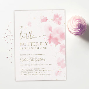 Little Butterfly Watercolor Budget 1st Birthday Invitation