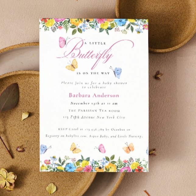 Little Butterfly whimsical Baby Girl Shower Invitation (Little Butterfly whimsical Baby Girl Shower Invitation)