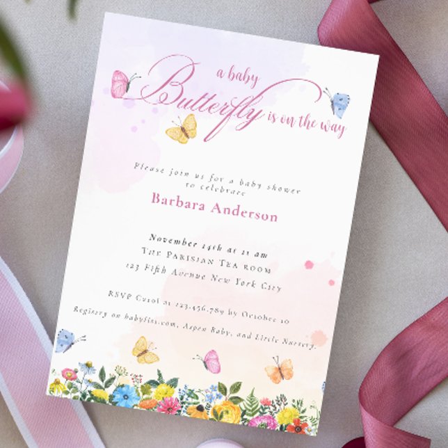 Little Butterfly whimsical Baby Girl Shower Invitation (Creator Uploaded)