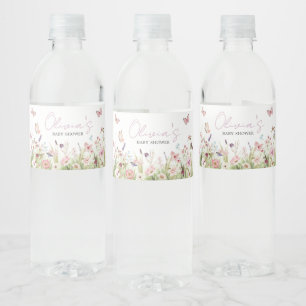 Little Butterfly Wildflower Baby Shower Water Bottle Label