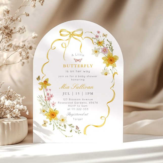 Little Butterfly Wildflower Bow Baby shower Invitation (Creator Uploaded)