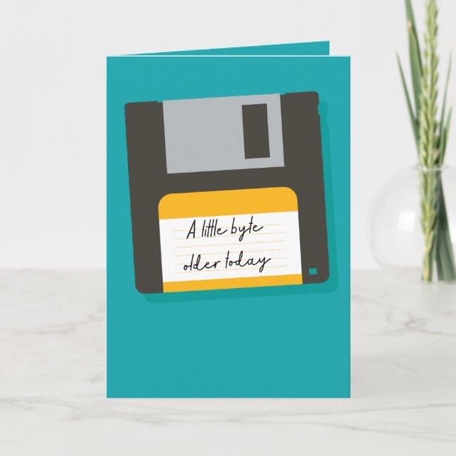 Little Byte Older Floppy Disc Birthday Card (Front)