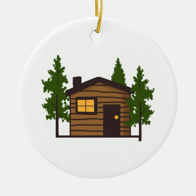 Little Cabin Ceramic Tree Decoration (Front)