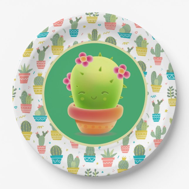 Little Cactus Paper Plate (Front)