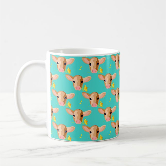 Little Calf Mug with Flower (Left)