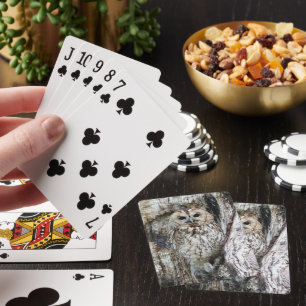 Little Camouflage Owl in Tree Playing Cards