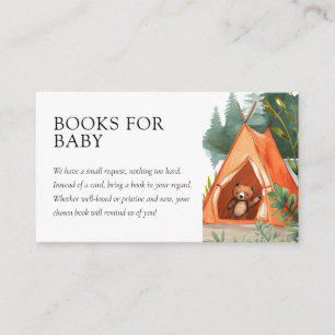 Little Camper Bear Baby Shower Books for Baby Enclosure Card