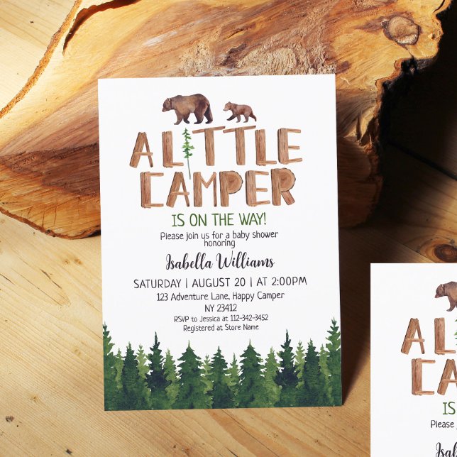 Little Camper Bear Woodland Boy Baby Shower  Invitation (Creator Uploaded)
