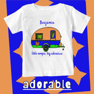 Little Camper Big Adventure Child's Name Baby T-Shirt