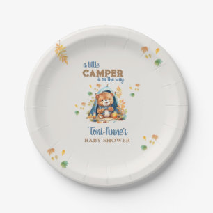 LITTLE CAMPER  BLUE WATERCOLOR BABY SHOWER  PAPER PLATE
