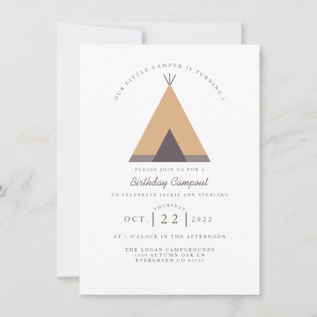 Little Camper | Camping Birthday Invitation (Front)