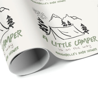 Little Camper Hand-drawn Tent Boy Baby Shower Wrapping Paper