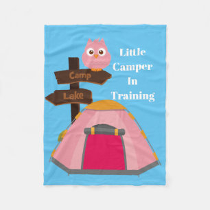 Little camper in training baby girl fleece blanket