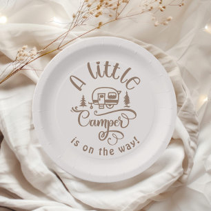 Little Camper is on the way minimalist brown Paper Plate