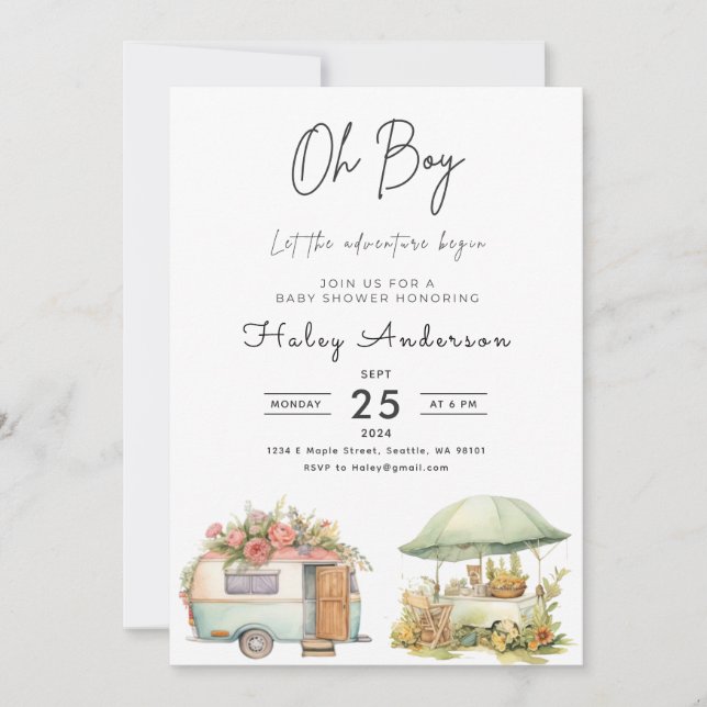 Little Camper Rustic Boy Baby Shower Invitation (Front)
