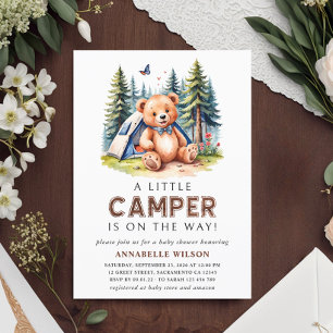 Little Camper Teddy Bear Watercolor Woodland Invitation