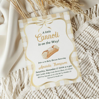Little Cannoli Neutral Beige Italian Baby Shower Invitation