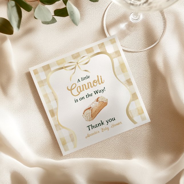 Little Cannoli Neutral Beige Italian Baby Shower Napkin (Creator Uploaded)