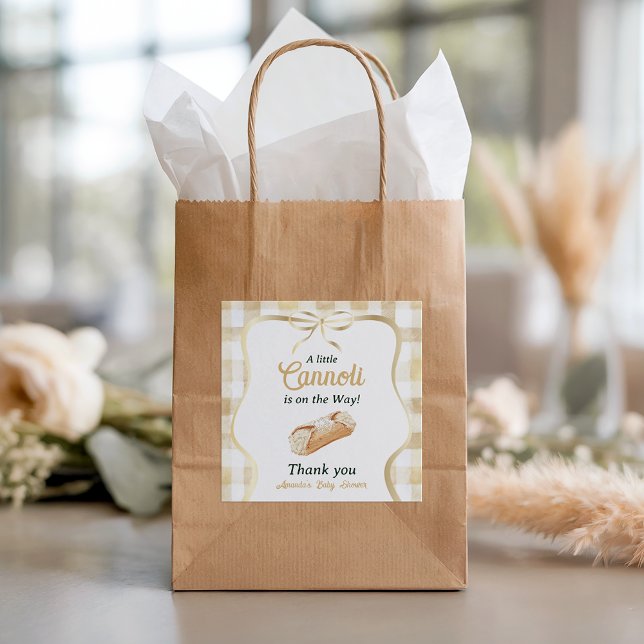 Little Cannoli Neutral Beige Italian Baby Shower Square Sticker (Creator Uploaded)