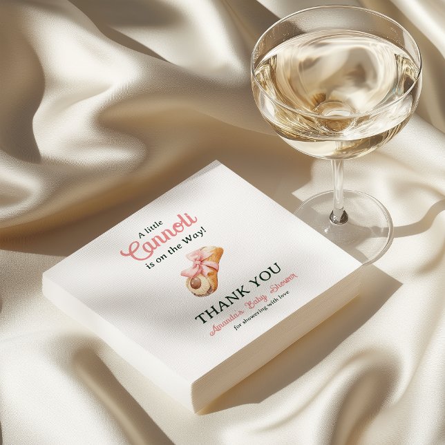 Little Cannoli Pink Bow Girl Italian Baby Shower Napkin (Creator Uploaded)
