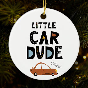 Little Car Dude First Name Christmas Ceramic Tree Decoration