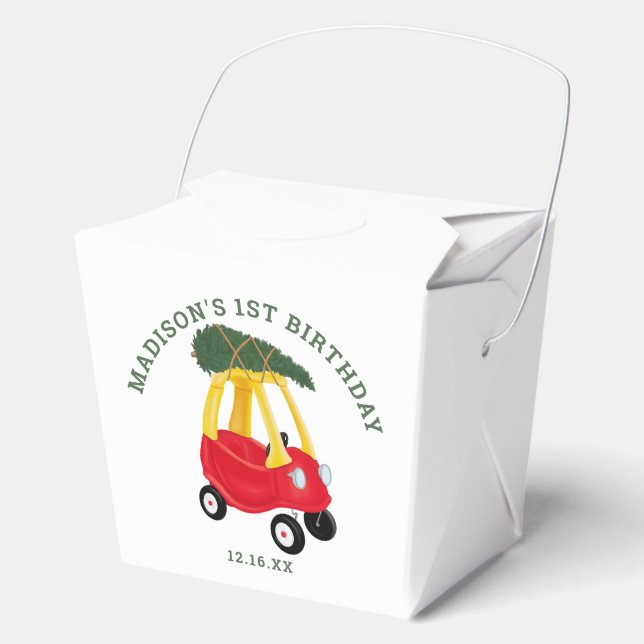 Little Car Holiday Onederful 1st Birthday Favors  Favour Box (Front)