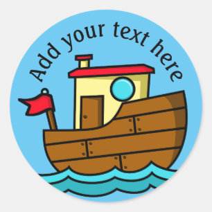 Little Cartoon Boat Personalised Classic Round Sticker