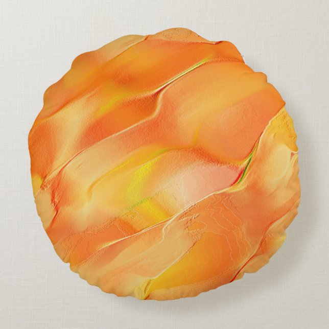 Little carved in yellow and many orange round cushion (Back)