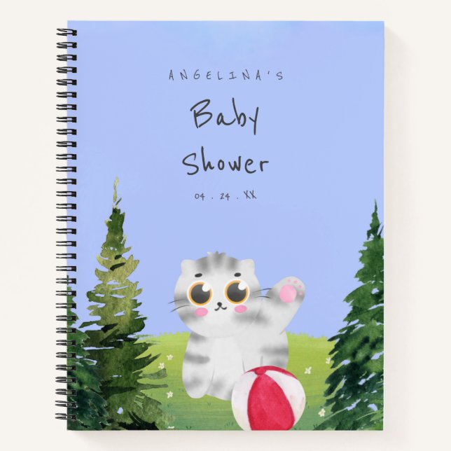 Little Cat Baby Shower Gift List Notebook (Front)