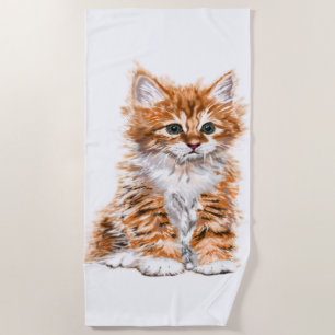 Little Cat Beach Towel Kitten Custom Colours