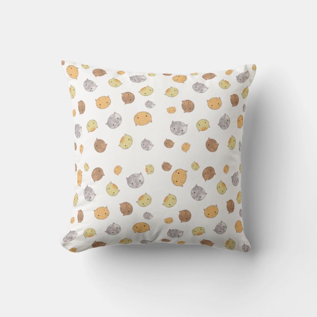 Little Cat Faces Pattern Throw Pillow (Front)