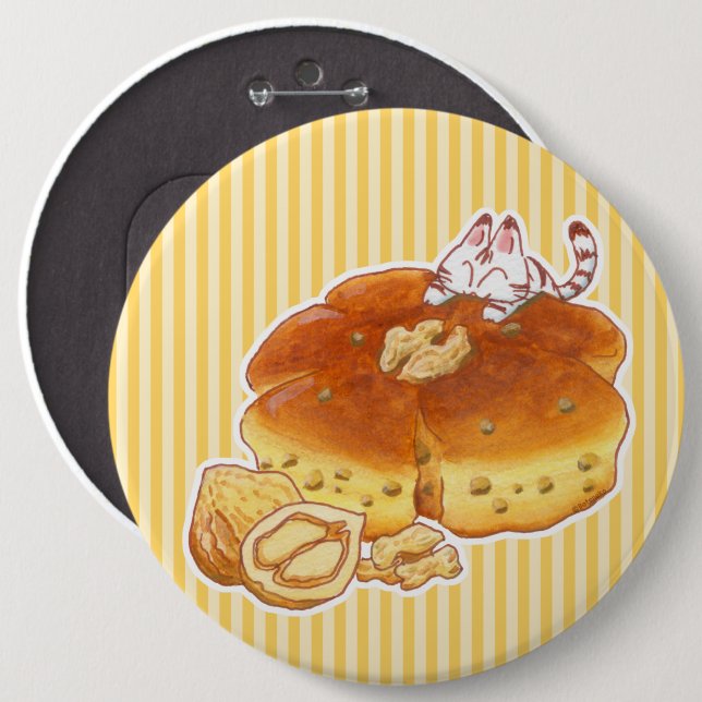 Little Cat & Walnut bread 6 Cm Round Badge (Front & Back)