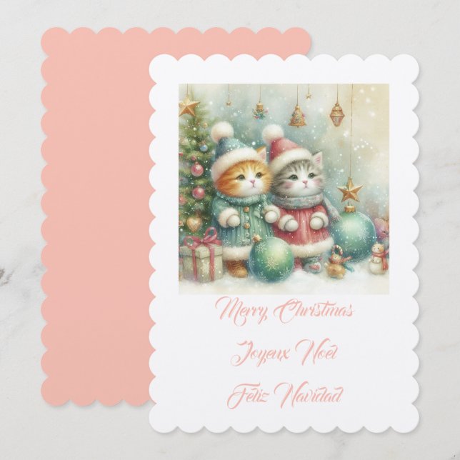 Little cats, Merry Christmas Invitation (Front/Back)
