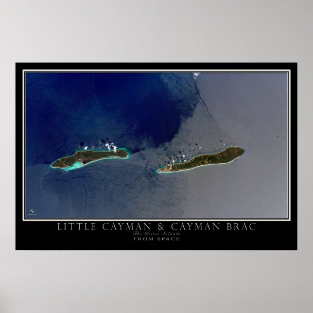 Little Cayman & Cayman Brac Islands Satellite Map Poster (Front)