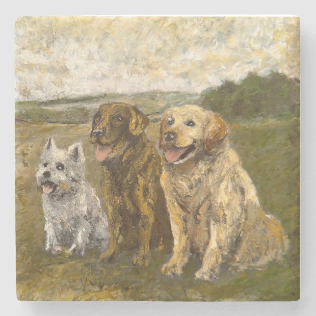 Little Chat: Whimsical Christmas Farm Animal Stone Coaster (Front)