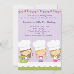 Little Chef Baking Birthday Party Invitations