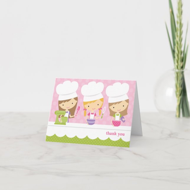 Little Chef Baking Birthday Party Thank You Cards (Front)