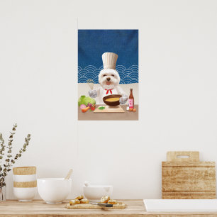 Little Chef Bichon: Asian Cooking Kitchen Art Poster
