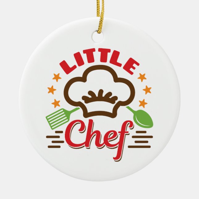 Little Chef Cooking Lover Kids Ceramic Tree Decoration (Front)