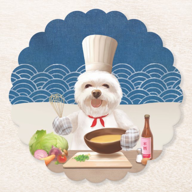 Little Chef Dog Paper Coaster (Front)